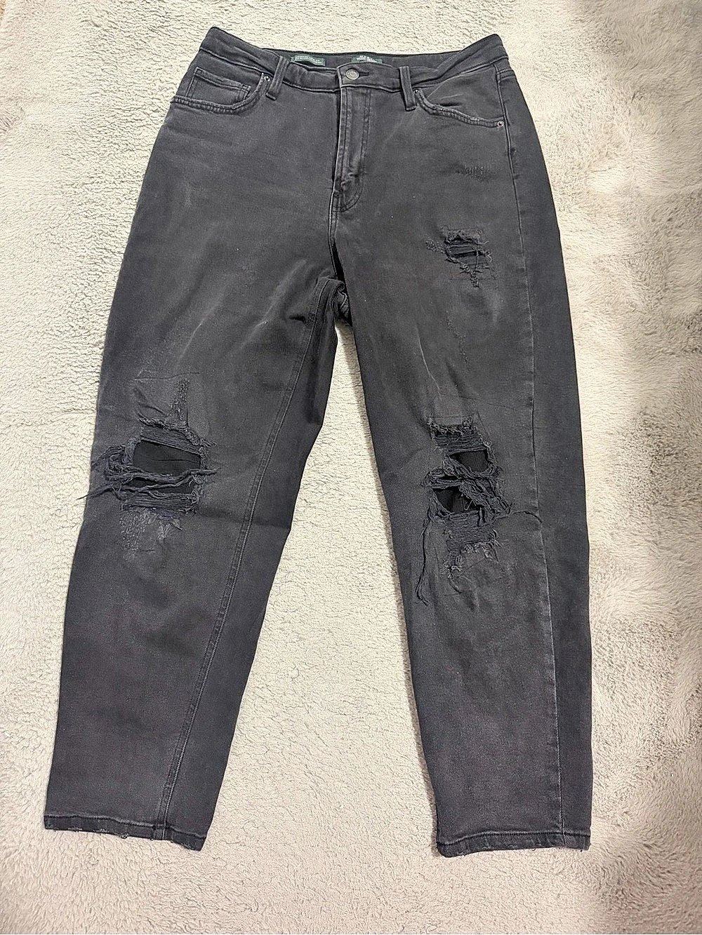 Wild Fable High-Rise Distressed Tapered Jeans Women's Black
